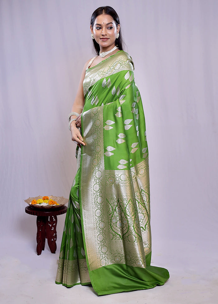 Green Uppada Silk Saree With Blouse Piece - Indian Silk House Agencies