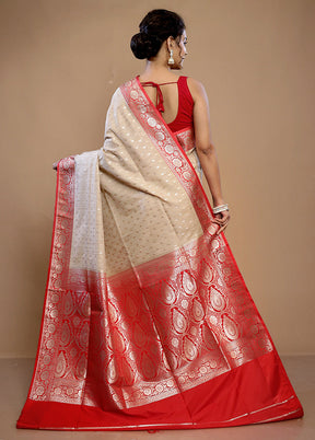 Cream Tussar Silk Saree With Blouse Piece - Indian Silk House Agencies