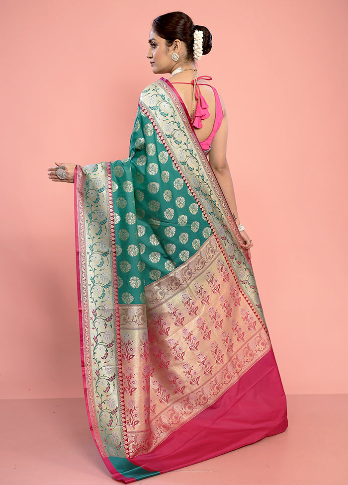 Green Uppada Silk Saree With Blouse Piece - Indian Silk House Agencies