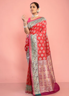 Pink Uppada Silk Saree With Blouse Piece - Indian Silk House Agencies