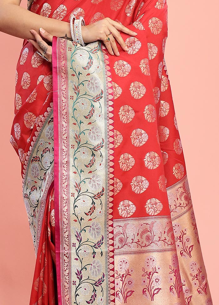 Pink Uppada Silk Saree With Blouse Piece - Indian Silk House Agencies