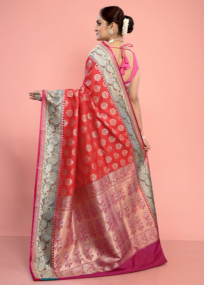 Pink Uppada Silk Saree With Blouse Piece - Indian Silk House Agencies