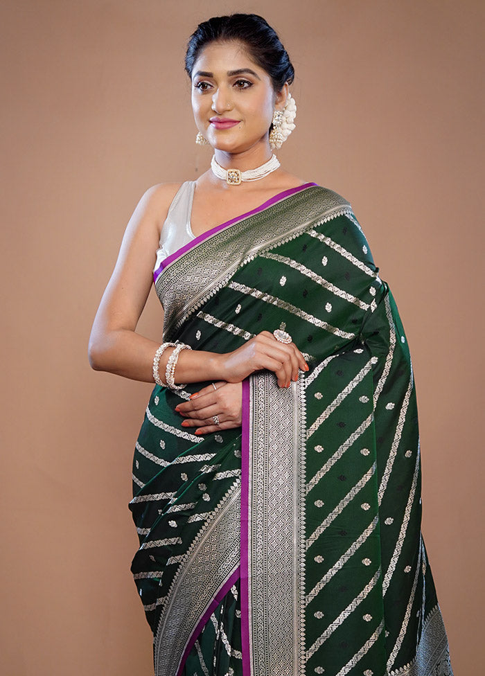 Green Uppada Silk Saree With Blouse Piece - Indian Silk House Agencies