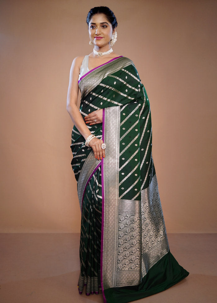 Green Uppada Silk Saree With Blouse Piece - Indian Silk House Agencies