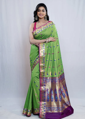 Purple Kanjivaram Silk Saree With Blouse Piece - Indian Silk House Agencies