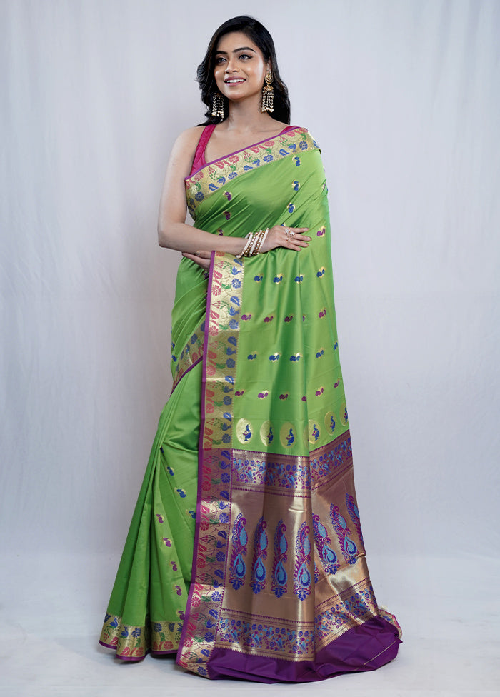 Purple Kanjivaram Silk Saree With Blouse Piece - Indian Silk House Agencies