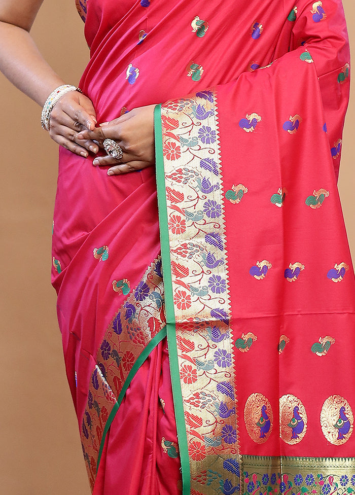 Pink Kanjivaram Silk Saree With Blouse Piece - Indian Silk House Agencies