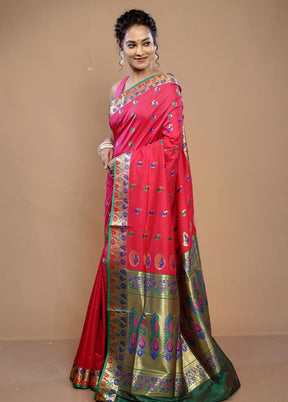 Pink Kanjivaram Silk Saree With Blouse Piece - Indian Silk House Agencies