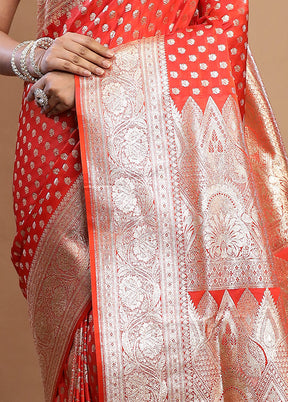 Red Banarasi Silk Saree With Blouse Piece - Indian Silk House Agencies