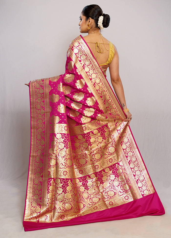 Pink Banarasi Silk Saree With Blouse Piece - Indian Silk House Agencies