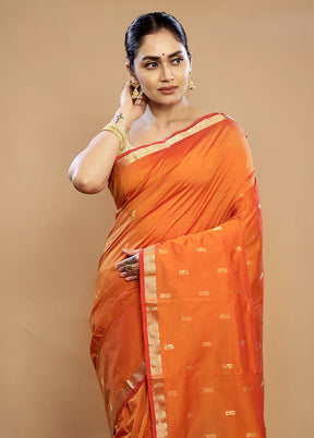 Rust Kanjivaram Silk Saree With Blouse Piece - Indian Silk House Agencies