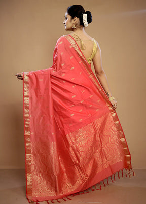 Pink Kanjivaram Silk Saree With Blouse Piece - Indian Silk House Agencies