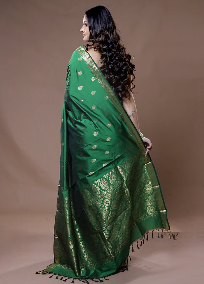 Green Kanjivaram Silk Saree With Blouse Piece - Indian Silk House Agencies