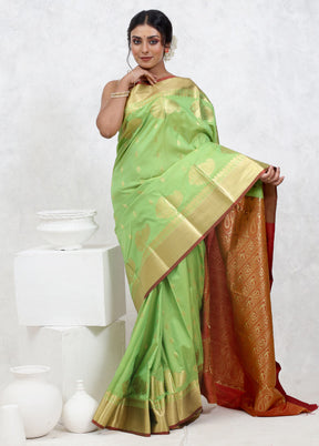 Green Kanjivaram Silk Saree With Blouse Piece