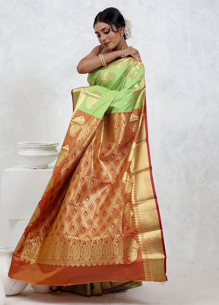 Green Kanjivaram Silk Saree With Blouse Piece