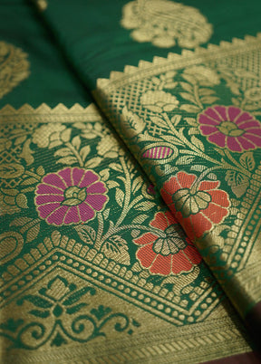 Green Kanjivaram Silk Saree With Blouse Piece - Indian Silk House Agencies