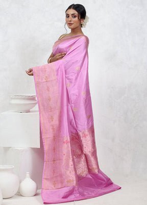 Pink Katan Pure Silk Saree With Blouse Piece - Indian Silk House Agencies