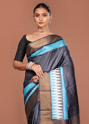 Multicolor Tussar Silk Saree With Blouse Piece