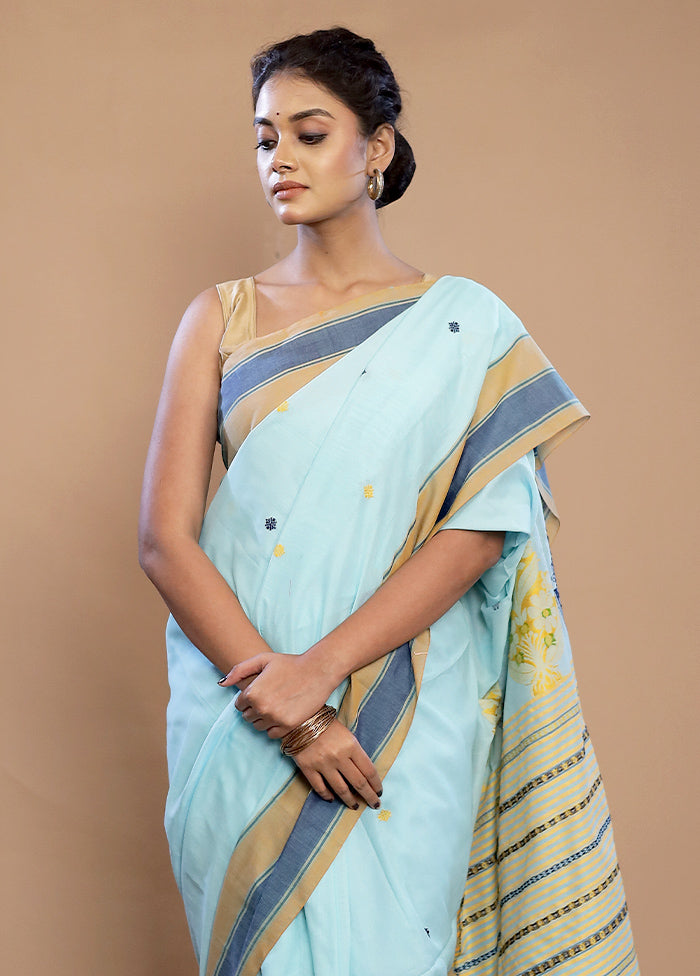 Blue Matka Silk Saree With Blouse Piece - Indian Silk House Agencies