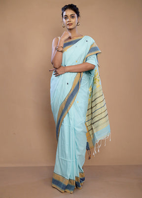 Blue Matka Silk Saree With Blouse Piece - Indian Silk House Agencies