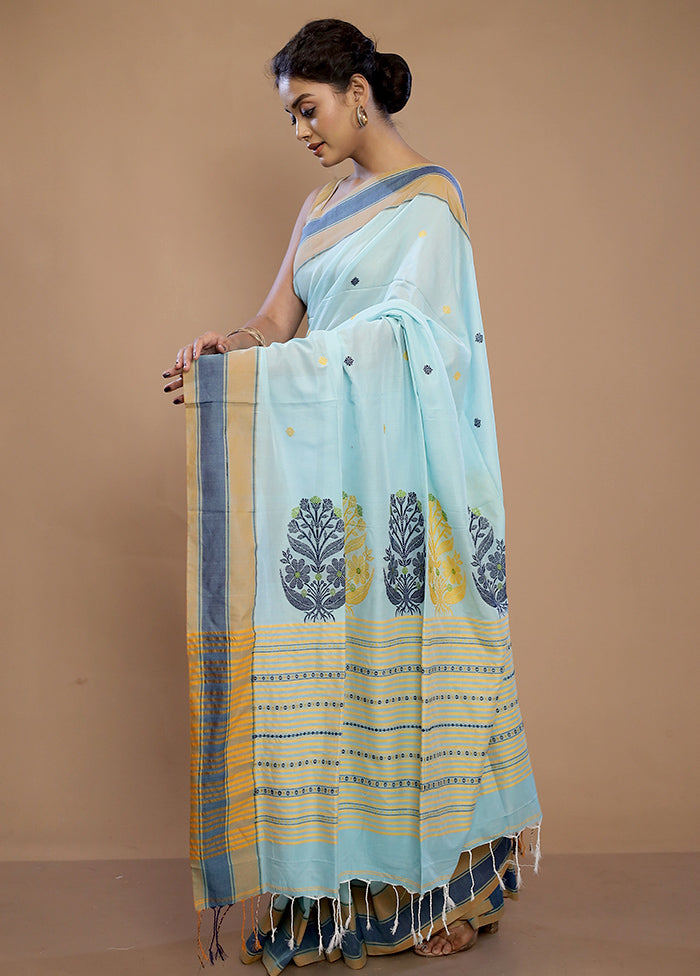 Blue Matka Silk Saree With Blouse Piece - Indian Silk House Agencies