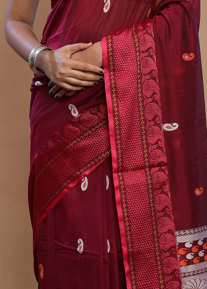 Maroon Matka Silk Saree With Blouse Piece - Indian Silk House Agencies