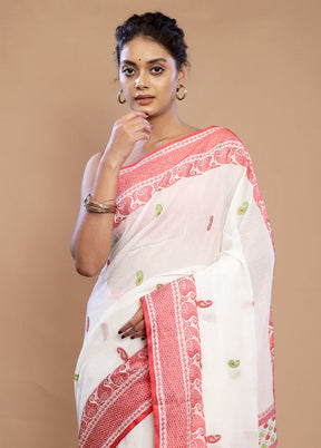 White Matka Silk Saree With Blouse Piece - Indian Silk House Agencies