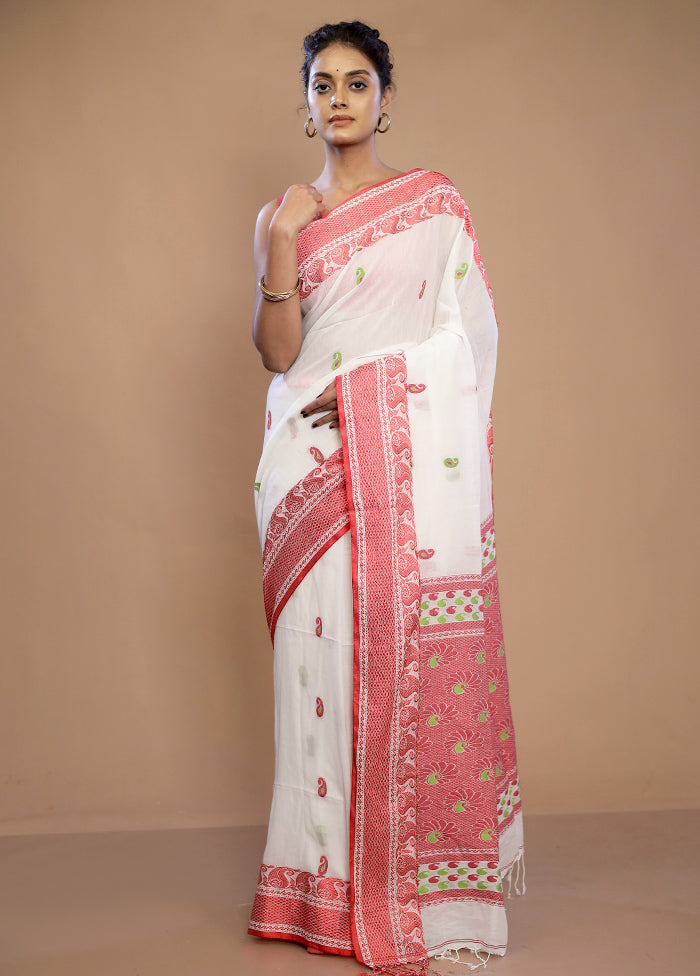 White Matka Silk Saree With Blouse Piece - Indian Silk House Agencies