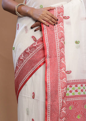 White Matka Silk Saree With Blouse Piece - Indian Silk House Agencies