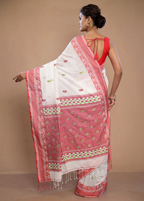 White Matka Silk Saree With Blouse Piece - Indian Silk House Agencies