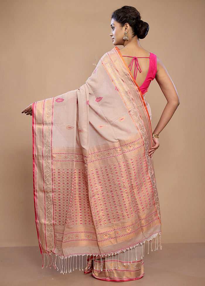 Cream Matka Silk Saree With Blouse Piece - Indian Silk House Agencies