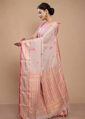 Cream Matka Silk Saree With Blouse Piece - Indian Silk House Agencies