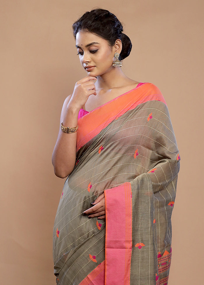 Grey Matka Silk Saree With Blouse Piece - Indian Silk House Agencies