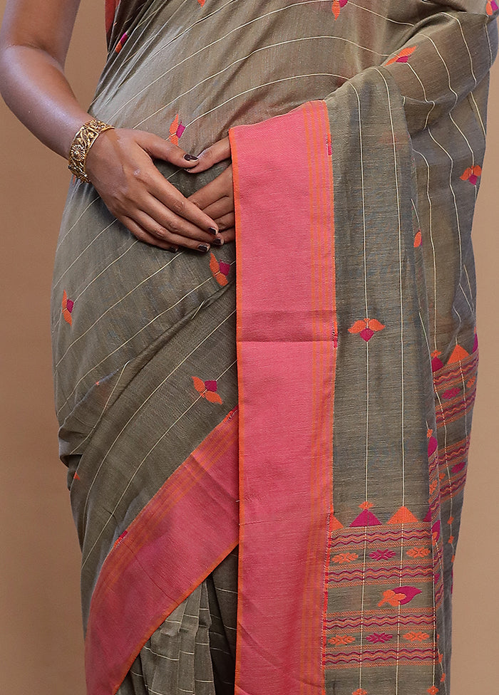 Grey Matka Silk Saree With Blouse Piece - Indian Silk House Agencies