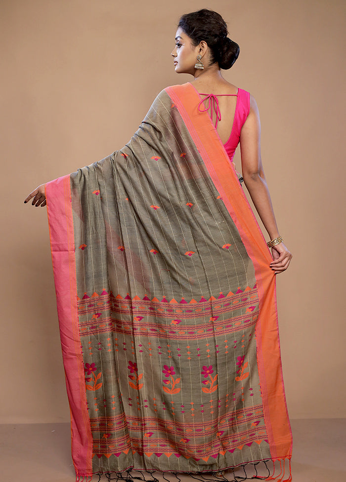 Grey Matka Silk Saree With Blouse Piece - Indian Silk House Agencies