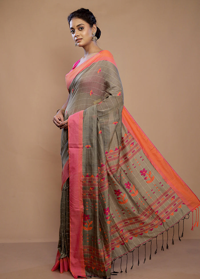 Grey Matka Silk Saree With Blouse Piece - Indian Silk House Agencies