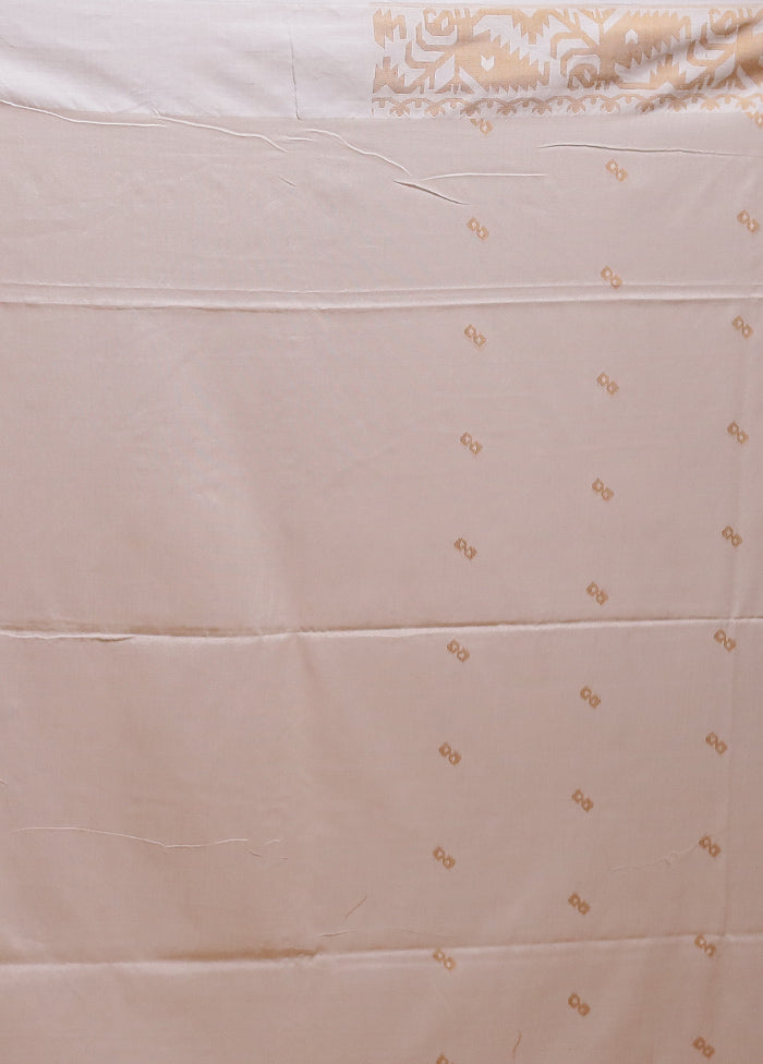 Cream Matka Silk Saree With Blouse Piece