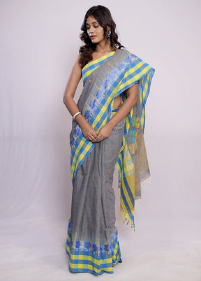 Grey Matka Silk Saree With Blouse Piece - Indian Silk House Agencies