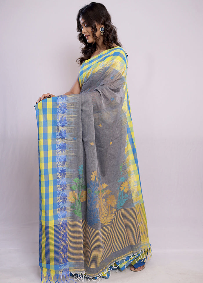 Grey Matka Silk Saree With Blouse Piece - Indian Silk House Agencies