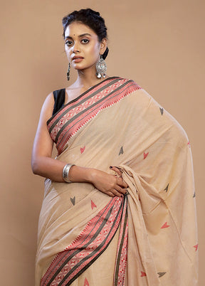 Cream Matka Silk Saree With Blouse Piece - Indian Silk House Agencies