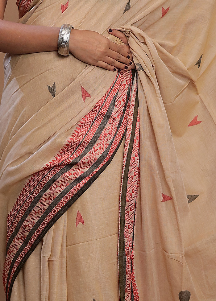 Cream Matka Silk Saree With Blouse Piece - Indian Silk House Agencies