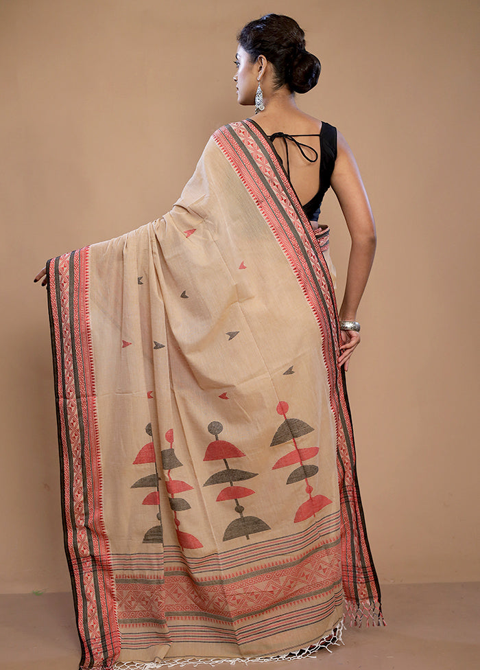 Cream Matka Silk Saree With Blouse Piece - Indian Silk House Agencies