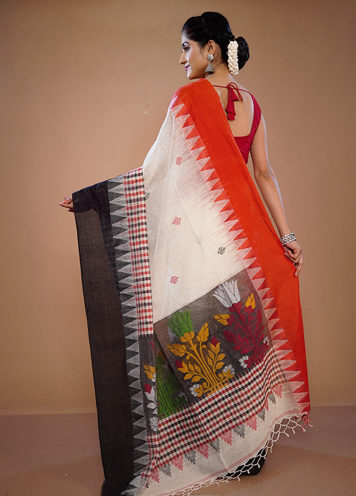 Cream Matka Silk Saree With Blouse Piece - Indian Silk House Agencies