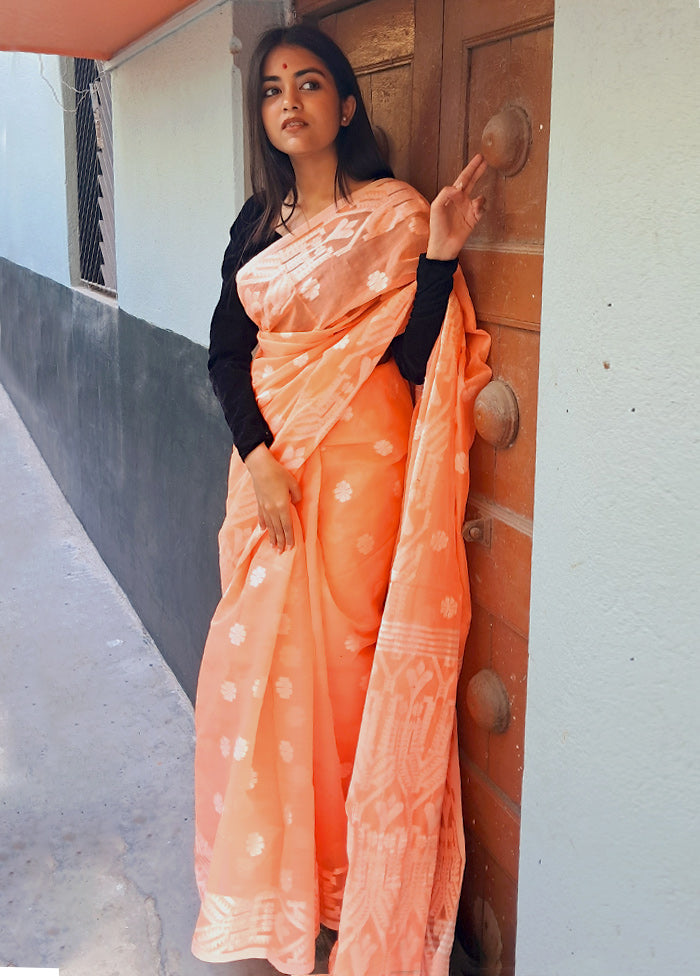 Peach Matka Silk Saree With Blouse Piece - Indian Silk House Agencies