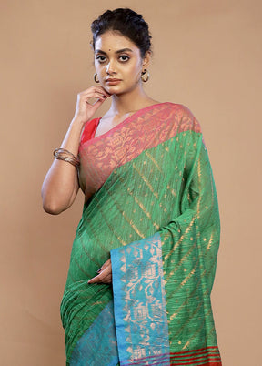 Green Matka Silk Saree With Blouse Piece - Indian Silk House Agencies