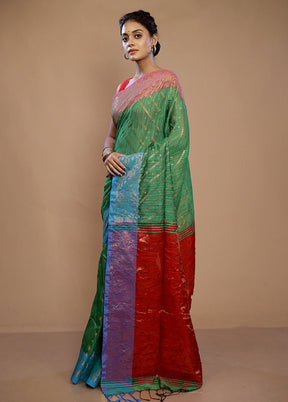 Green Matka Silk Saree With Blouse Piece - Indian Silk House Agencies