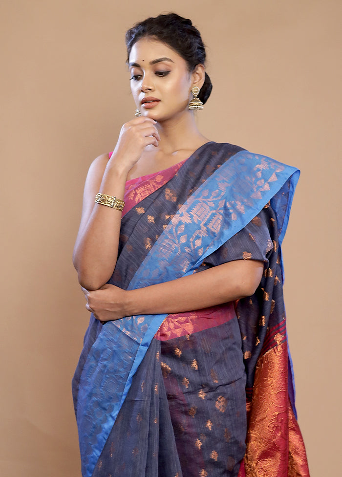 Grey Matka Silk Saree With Blouse Piece - Indian Silk House Agencies