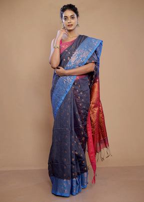 Grey Matka Silk Saree With Blouse Piece - Indian Silk House Agencies