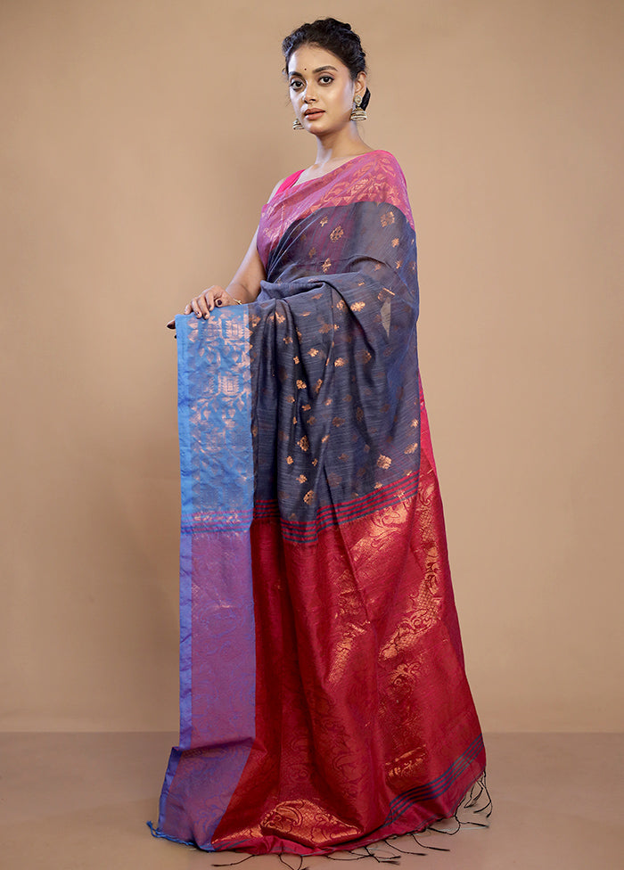 Grey Matka Silk Saree With Blouse Piece - Indian Silk House Agencies