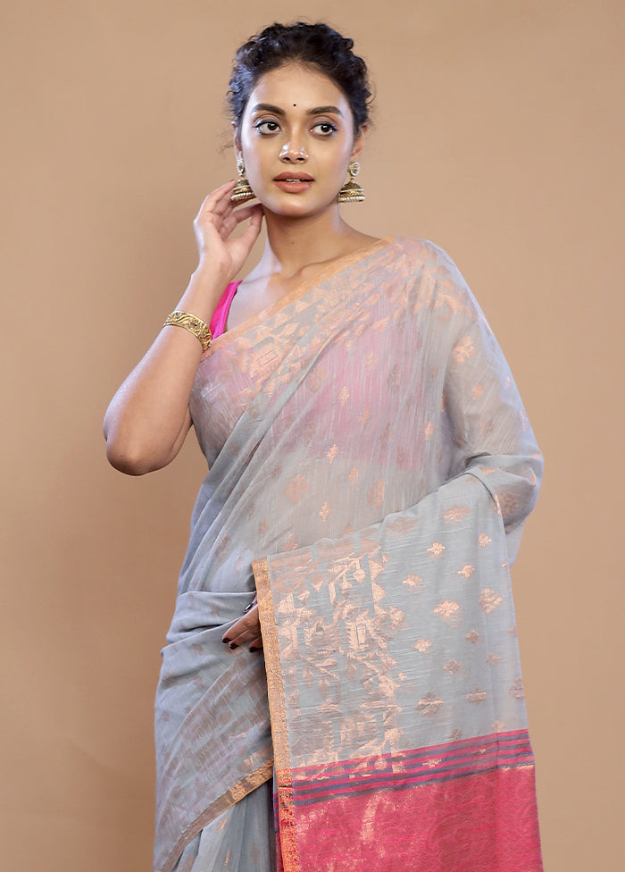 Grey Matka Silk Saree With Blouse Piece - Indian Silk House Agencies